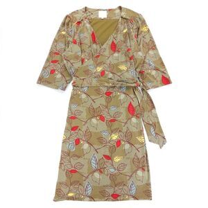 NEW Modcloth Vintage 50s Modest French Girl Wrap Dress Retro Leaf Print Plus 3X